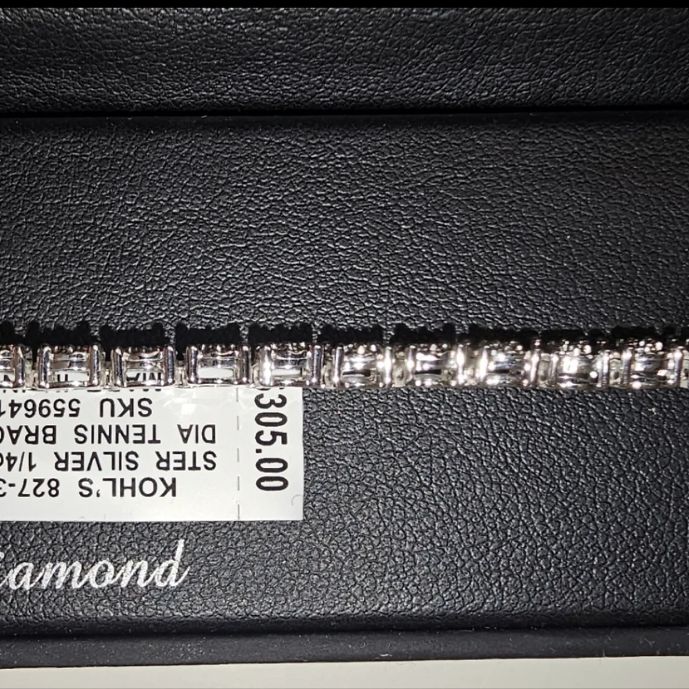 DIA 1/4 Cart Diamond Sterling Silver Rhodium Plated 7